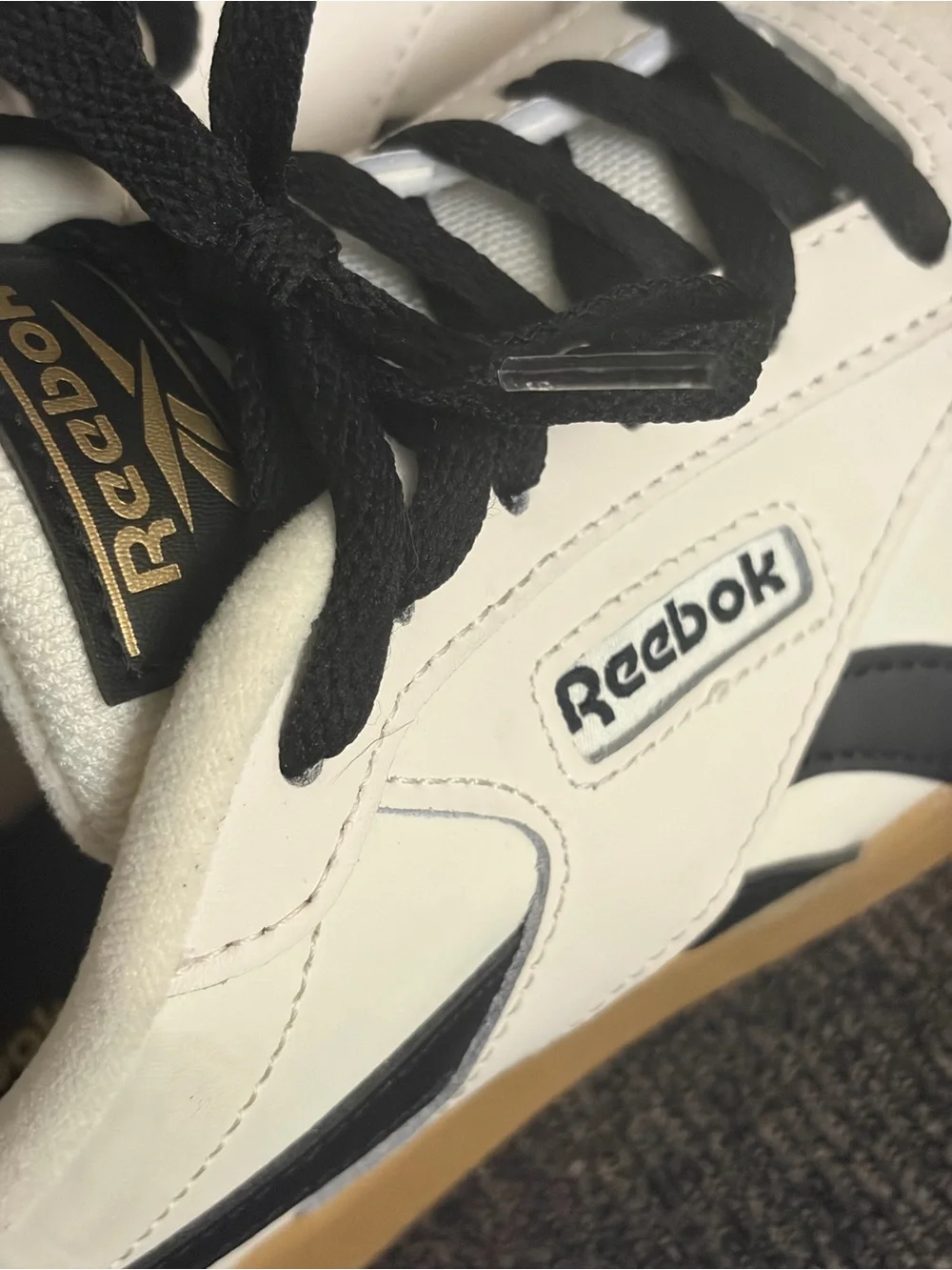 Reebok men’s White & Black Classic Court Shoes